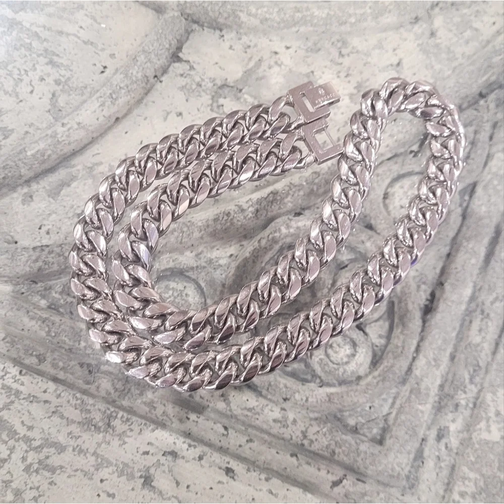 10mm Miami Cuban Link Chain for Men in stainless steel, hevy masculine chain new - Picture 5 of 9